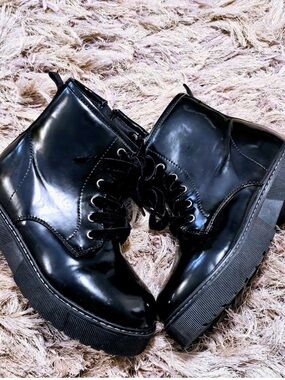 Unlisted Glossy Black Combat Boots